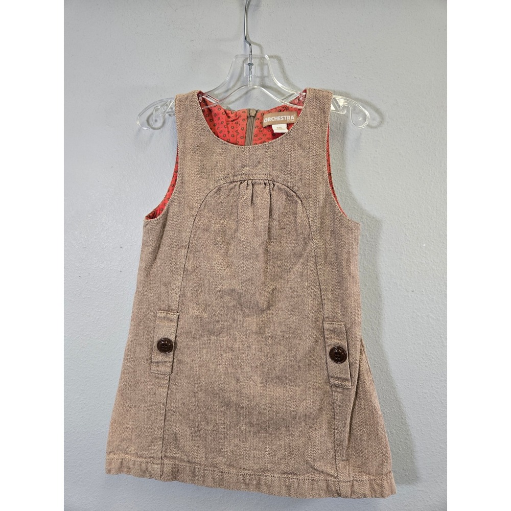 Orchestra Herringbone Sleeveless Cotton Jumper Dress Brown 5 ans 110 cm